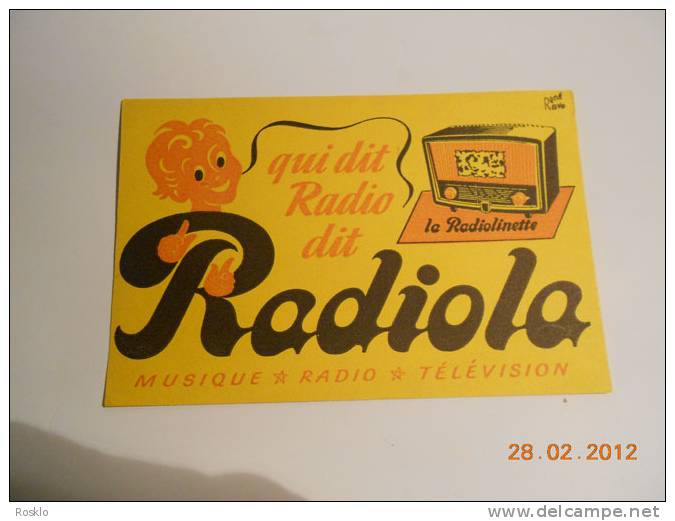 BUVARD PUBLICITAIRE 1950/1960 / RADIOLA / MUSIQUE RADIO TELEVISION - R