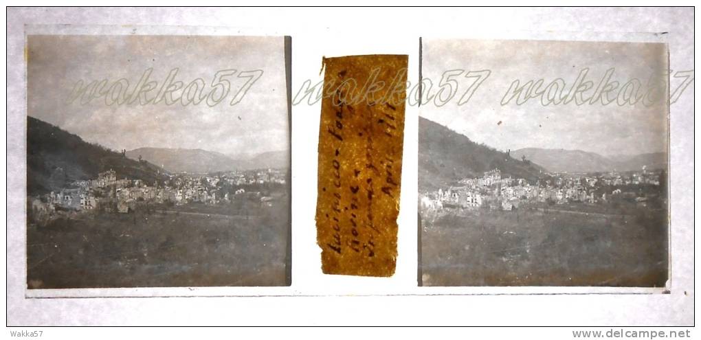 $3A1- WWI Lucinico Podgora Rovine Sullo Sfondo Gorizia 1919 - Vera Diapositiva Stereo In Vetro - Diapositiva Su Vetro