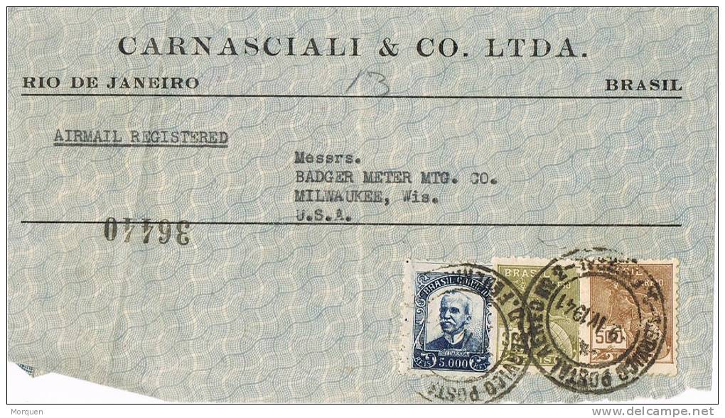 Frontal Aereo Certificado RIO De JANEIRO (Barsil) 1941 - Cartas & Documentos