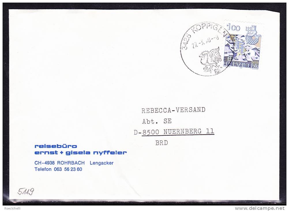 27.3.1990  -  Bedarfsbeleg, Gelaufen Von Koppigen Nach Nürnberg / D  -  Siehe Scan  (ch 5119) - Storia Postale