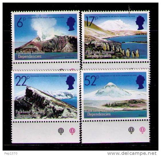 FALKLAND ISLANDS DEPENDENCES 1984 - VOLCANES - YVERT Nº 137-140 - Volcanes