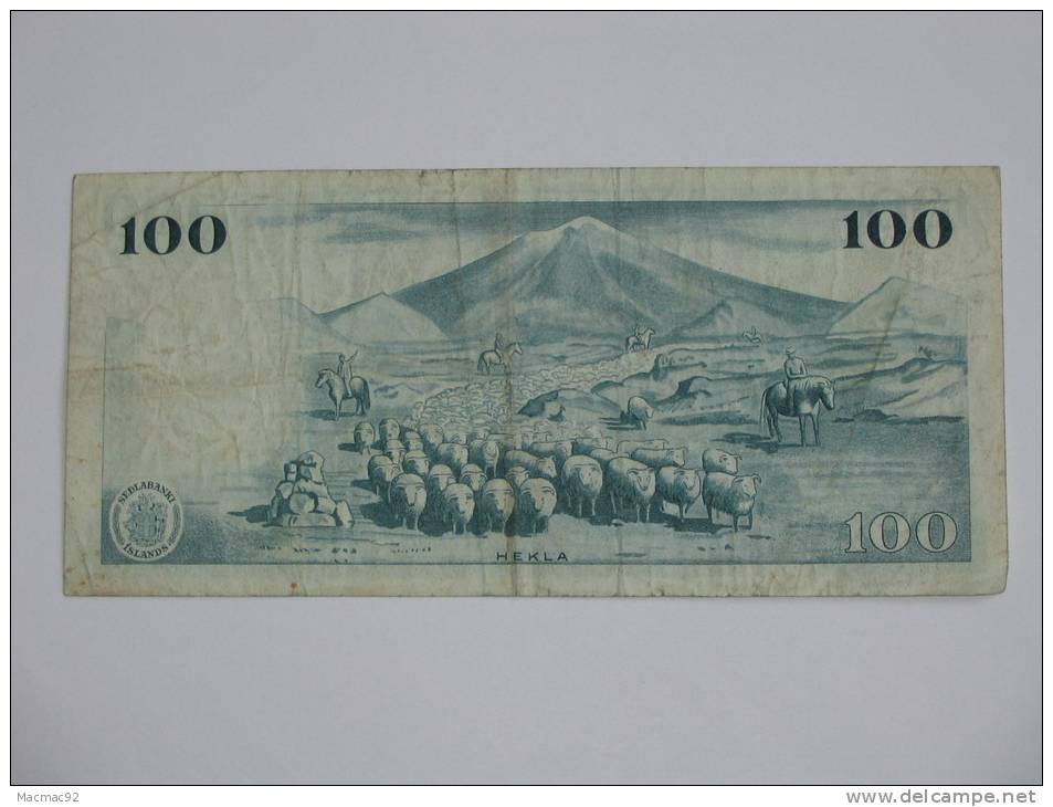 100 Kronur Islands 1961- 100 Eitt Hundrad Kronur - Sedlabanki Islands - - Islande