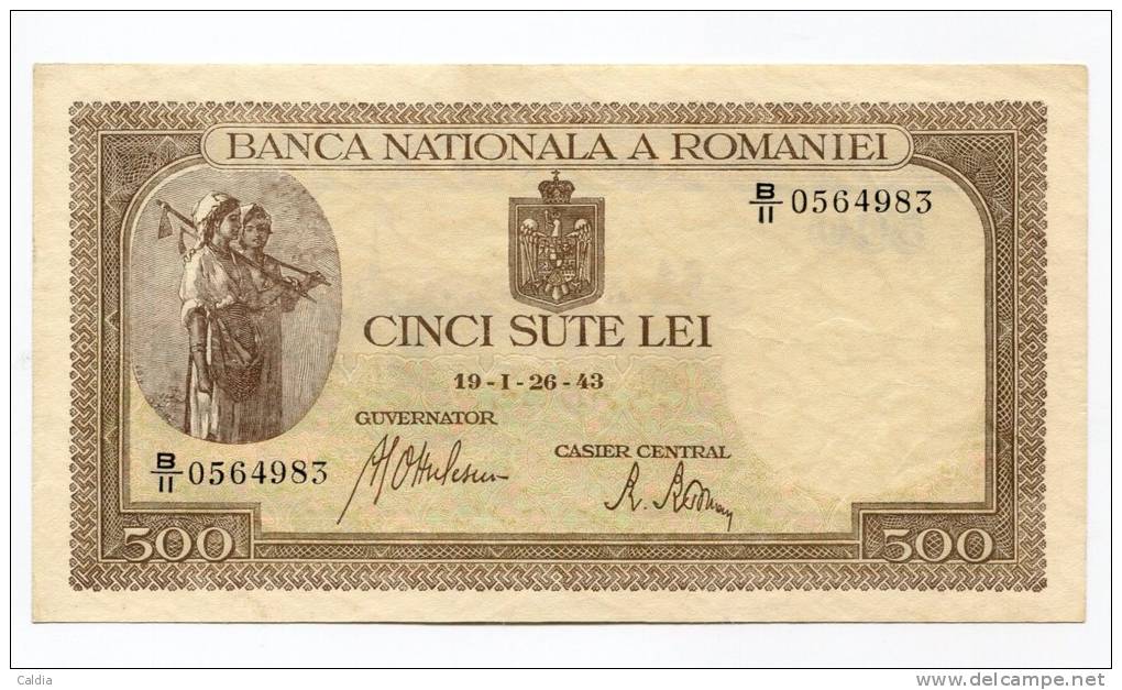 Roumanie Romania 500 Lei " 26 - 01 - 1943 " AUNC  RARE Date!!! # 1 - Romania