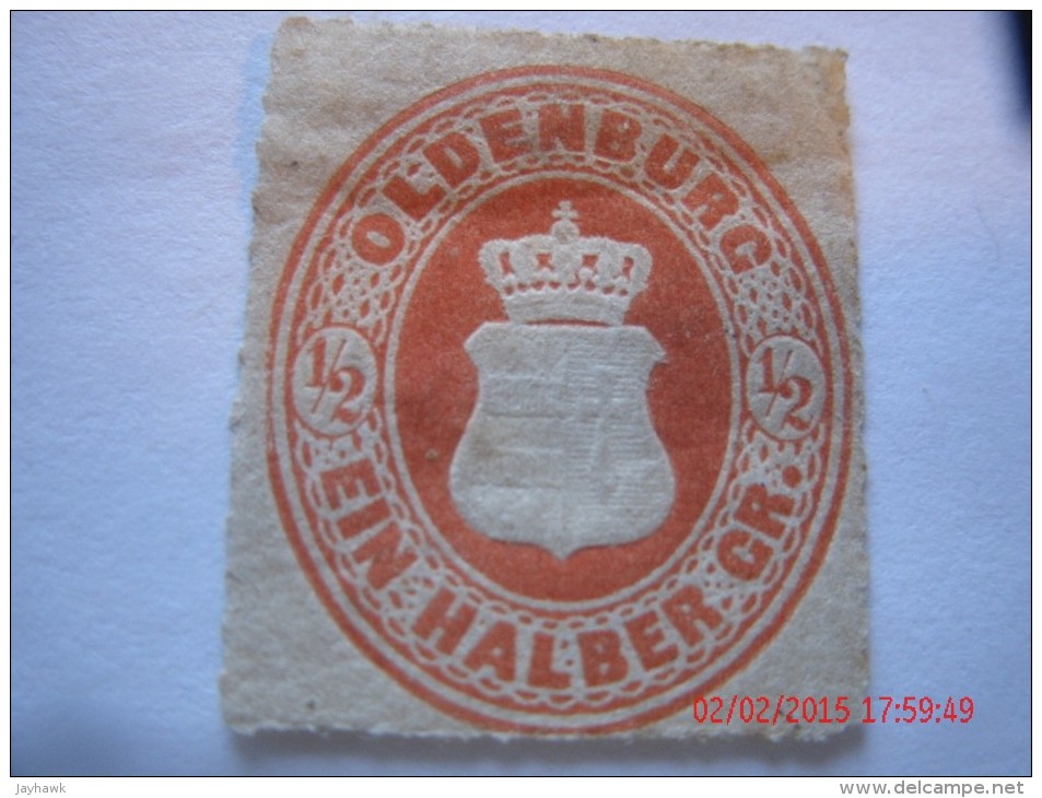 OLDENBURG, SCOTT# 17, 1/2g ORANGE, MINT OGH - Oldenburg