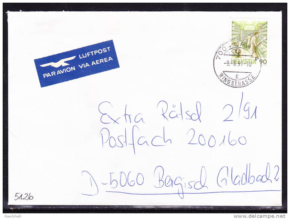 9.3.1991  -  Bedarfsbeleg, Gelaufen Von Chur Nach Bergisch Gladbach / D  -  Siehe Scan (ch 5126) - Storia Postale