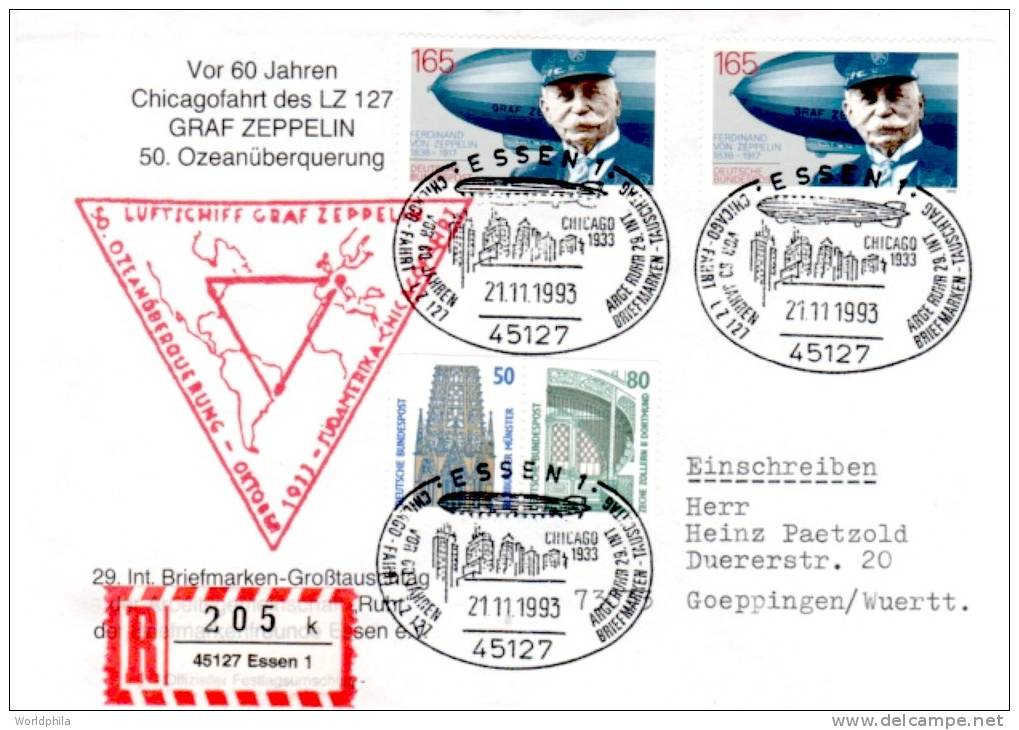 GERMANY/Deutschland- 1993-  LZ 127 "Graf Zeppelin" Over The Ocean- Luffschiffes Cover - Zeppelines