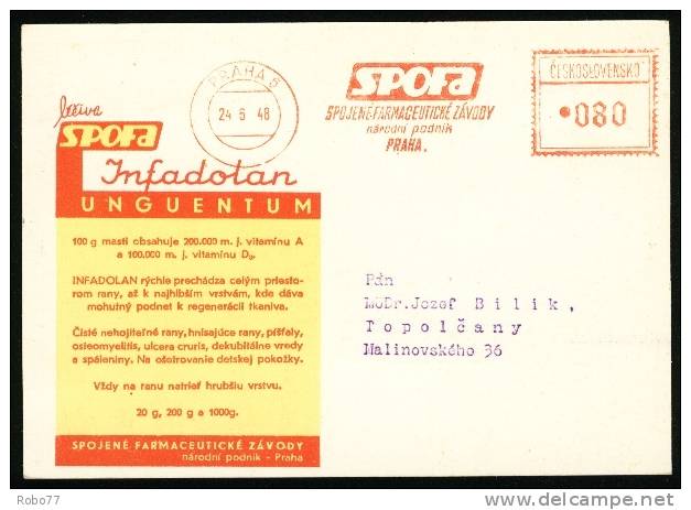 Czechoslovakia Postal Card. Pharmacy, Druggist, Chemist, Pharmaceutics. (Zb05098) - Pharmacie