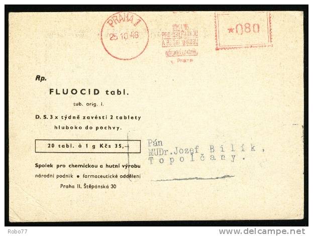 Czechoslovakia Postal Card. Pharmacy, Druggist, Chemist, Pharmaceutics. (Zb05082) - Farmacia