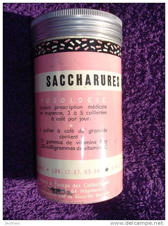 Boite En Metal Aluminium Avec Couvercle: Medicament Saccharures Granules De Vitamine B12 Et C, Aron à Suresnes (12-655) - Boîtes