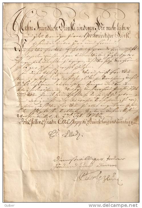 Lettre De Notification Par Porteur 1742 Franchemont Bouillon Segneurie De Grand Duché De Bouillon - 1714-1794 (Oesterreichische Niederlande)