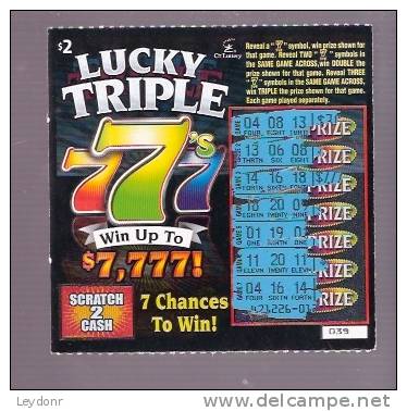 Lottery Ticket - Lucky Triple 7's Connecticut Lottery - Lottery Tickets