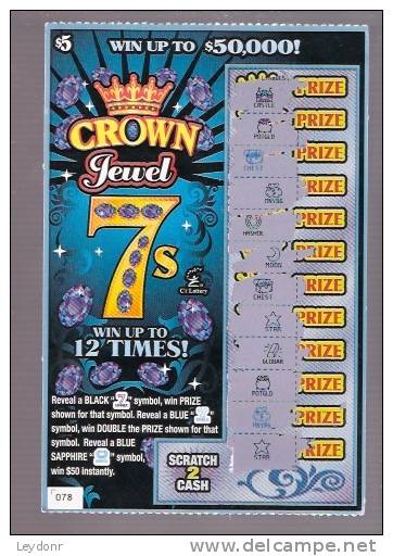 Lottery Ticket - Crown Jewel 7s Connecticut Lottery - Biglietti Della Lotteria