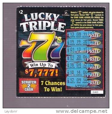 Lottery Ticket - Lucky Triple 7s Connecticut Lottery - Lottery Tickets