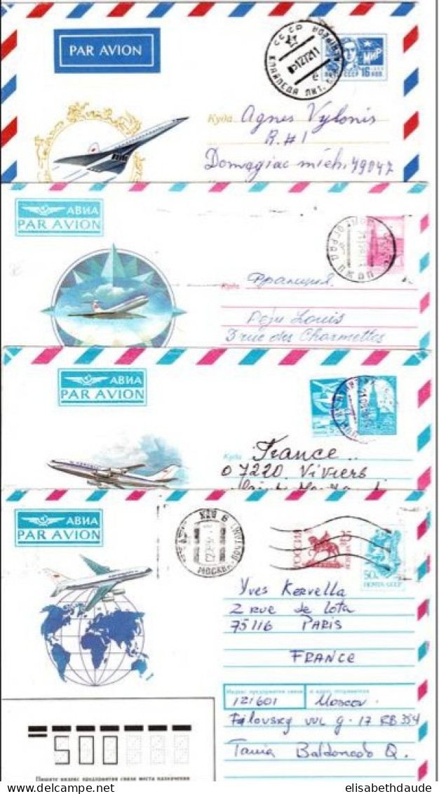 URSS - LOT De 4 ENVELOPPES ENTIER POSTAL Par AVION - ILLUSTRATION THEME AVIATION - - 1960-69