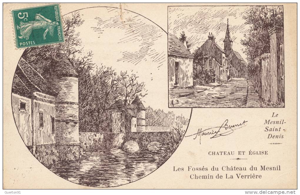 ( CPA 78 )  LE MESNIL-SAINT-DENIS  /  Les Fossés Du Château Du MESNIL  -  Chemin De LA VERRIÈRE  - - Le Mesnil Saint Denis