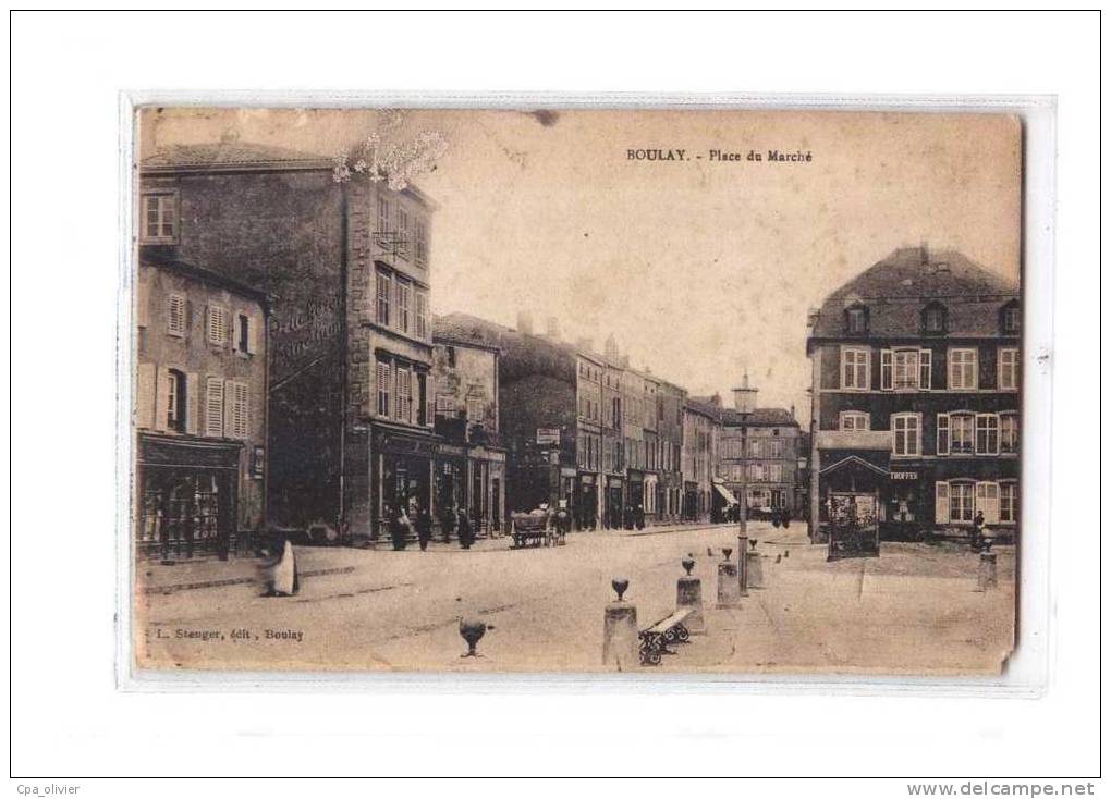 57 BOULAY Place Du Marché, Animée, Commerces, Ed Stenger, 1919 - Boulay Moselle