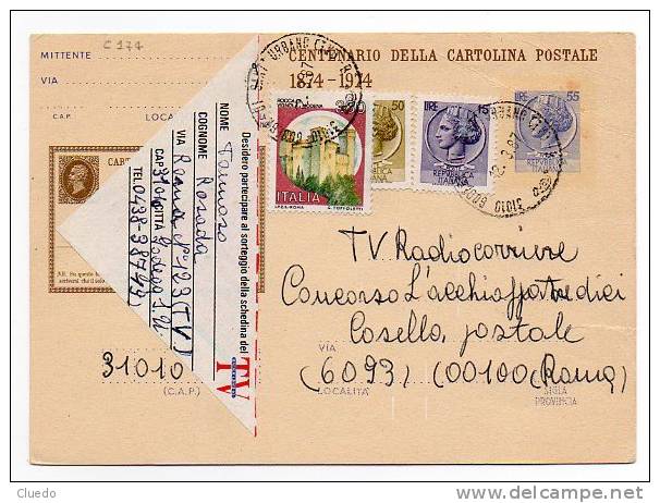 Intero Postale Siracusana Lire 55 Fluorescente (Filag. C175) Da CODEGA DI SANT'URBANO - Postwaardestukken