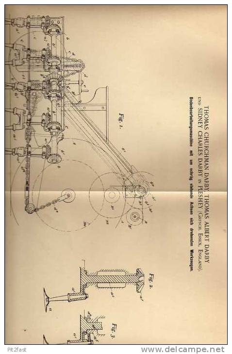 Original Patentschrift - Bodenbearbeitungsmaschine , Landwirtschaft , Agrar 1899 , Darby In Pleshey , Essex , England !! - Tools