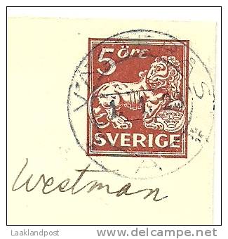 Sweden Enveloppe 1919 Michel Nr U 21 I A (Wz 1 Y) Vasteras 1-1-1923 To Vasteras - Postwaardestukken