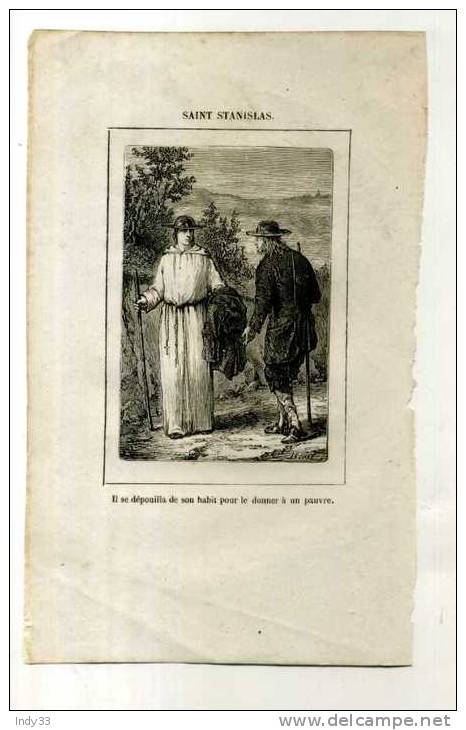 - SAINT STANISLAS . . GRAVURE SUR BOIS DU XIXe S. - Religione & Esoterismo