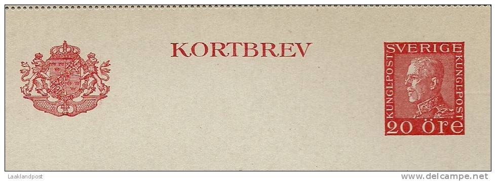 Sweden Lettercard 1942 Michel Nr K29 I Y (gez 11,5) Unused - Postwaardestukken