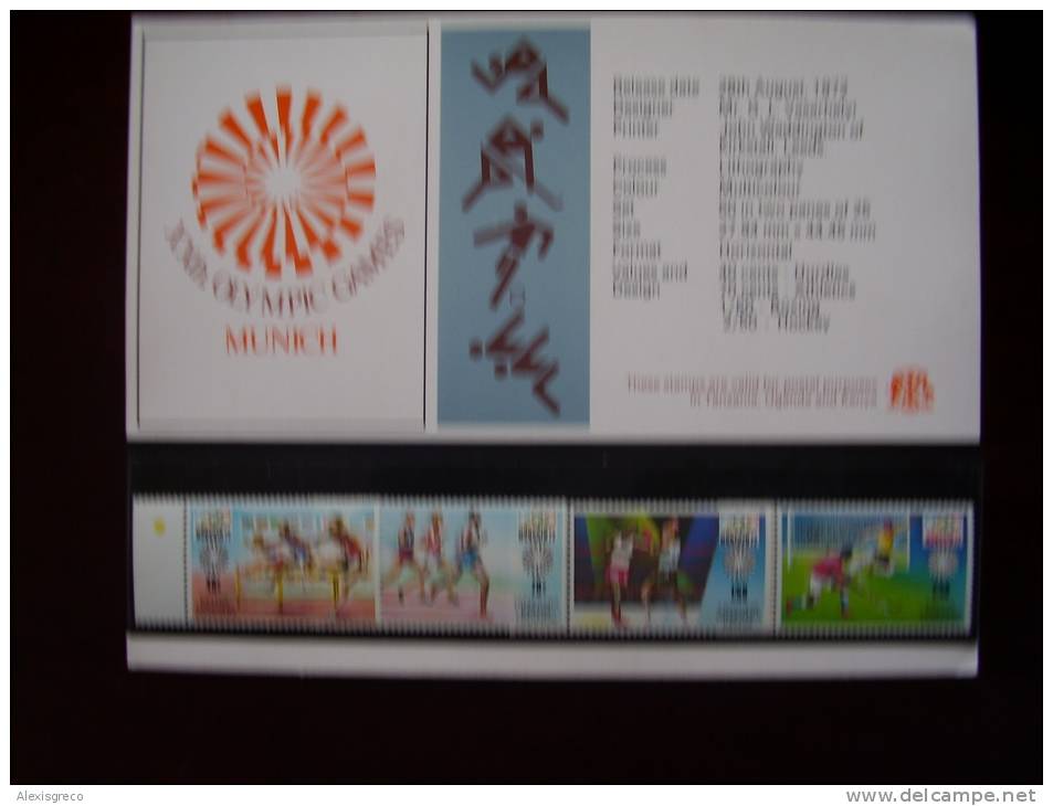 KUT 1972 MUNICH OLYMPICS Issue FULL SET FOUR STAMPS To 2/50 MNH With PRESENTATION CARD. - Kenya, Ouganda & Tanzanie