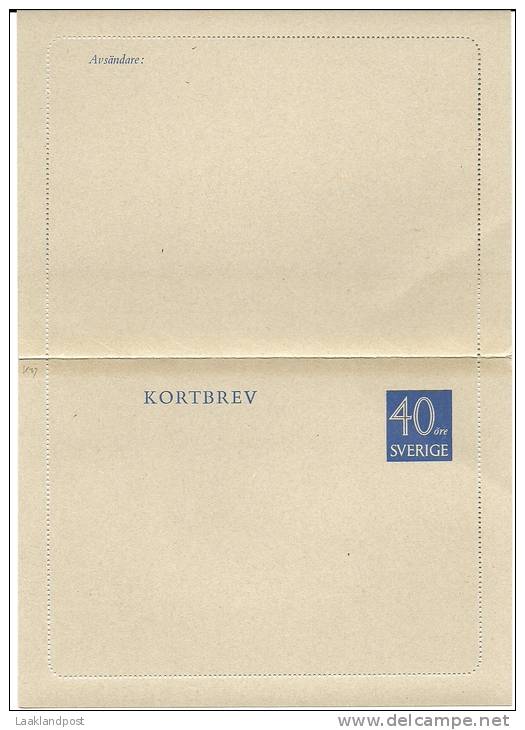 Sweden Lettercard 1964 Michel Nr K37 Unused - Postwaardestukken