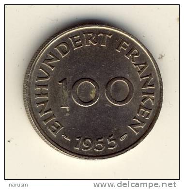 SAARLAND  -  SARRE  -  100  FRANKEN  1954  - - 100 Franchi