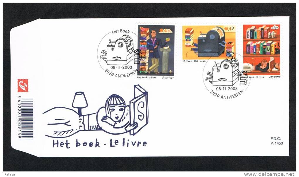 BELGIE  FDC   HET BOEK SCHRIJVEN - DRUKKEN  En LEZEN   2003 - 2001-2010