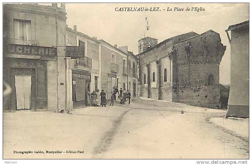 Herault - Ref A 176- Castelnau Le Lez - La Place De L Eglise - Carte Bon Etat  - - Castelnau Le Lez