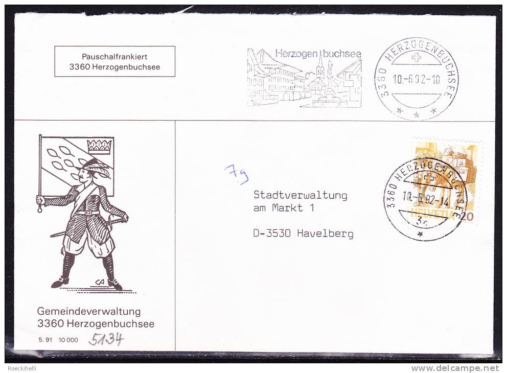 10.6.1992  -   Bedarfsbeleg, Gelaufen Von Herzogenbuchsee Nach Havelberg / D -  Siehe Scan  (ch 5134) - Lettres & Documents