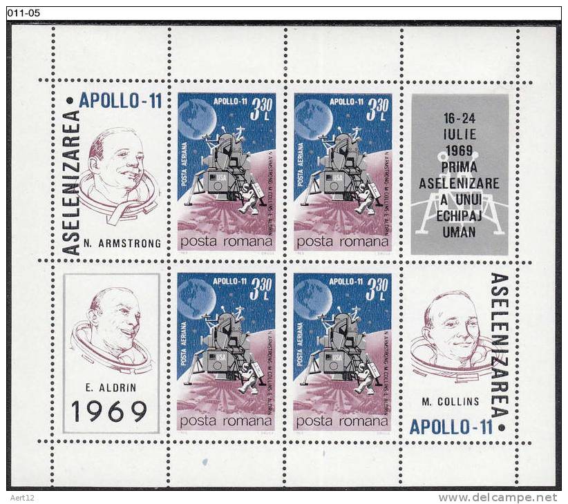 ROMANIA, 1969, First Man On Moon; MNH (**); Sc. C175 - Unused Stamps