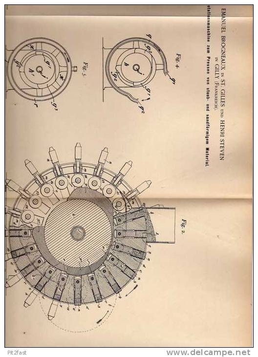 Original Patentschrift - Rotationsmaschine , Presse , 1899, H. Steven In Saint-Gilles Und Gilly , Frankreich    !!! - Maschinen