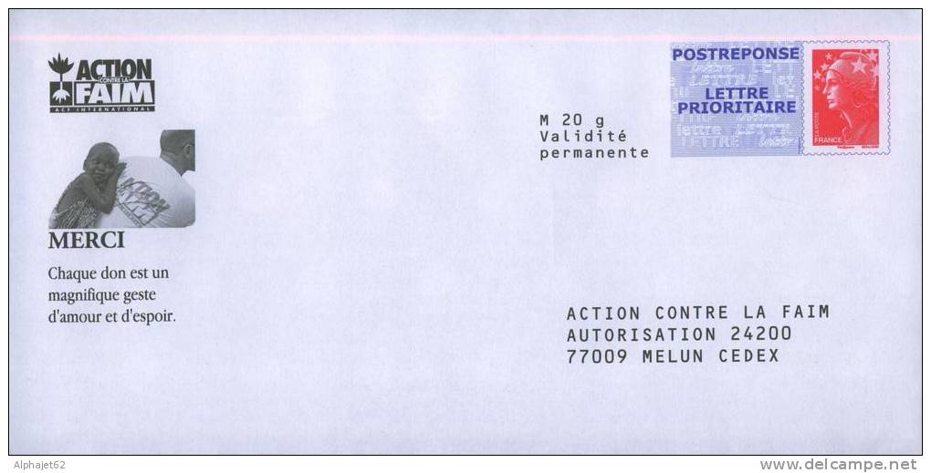 Action Contre La Faim - POSTREPONSE - FRANCE - Pret à Poster Réponse - APEC