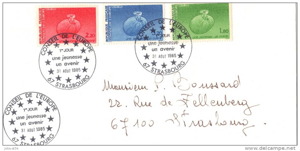 Yvert Service 85 à 87 FDC Conseil De L´ Europe 31 Aout 1985  Strasbourg - European Community