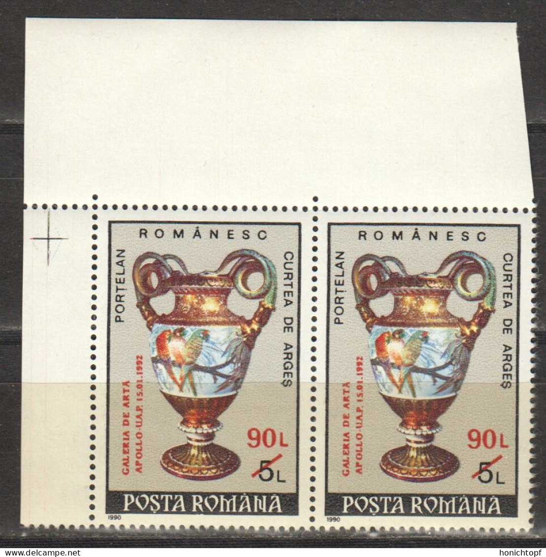 Rumänien; 1992; Michel 4782 **; Apollo Mit Aufdruck, Doppelt; Eckstück - Unused Stamps