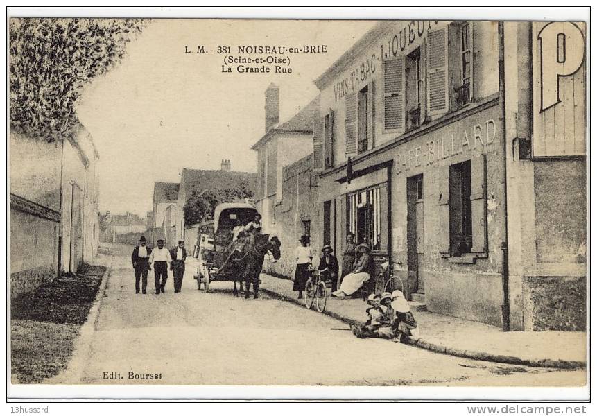 Carte Postale Ancienne Noiseau En Brie - La Grande Rue - Café Tabacs, Dilligence - Noiseau