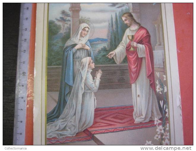 early litho, steendruk, Steindruck Lithoprint Bouasse JEUNE nr B . 36 communion Marie MARIA Mary &amp;  Jesus Christus