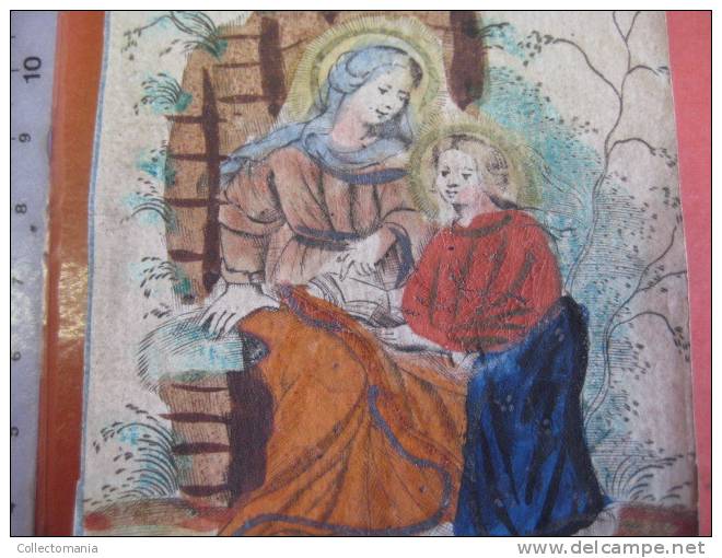 St ANNA - handgeschept papier - woodblock print, gravure, Holzscnit, houtsnede - hand coloured ( coloré à la main )