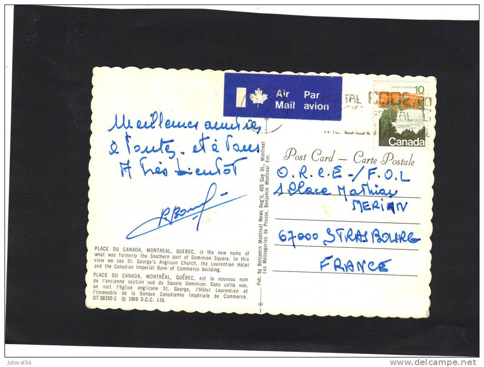 CANADA - Sur Carte Postale Montréal - Briefe U. Dokumente