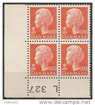 Czeslaw Slania. Denmark 1976.Queen Margrethe II. Michel  588, 4-block MNH. - Neufs