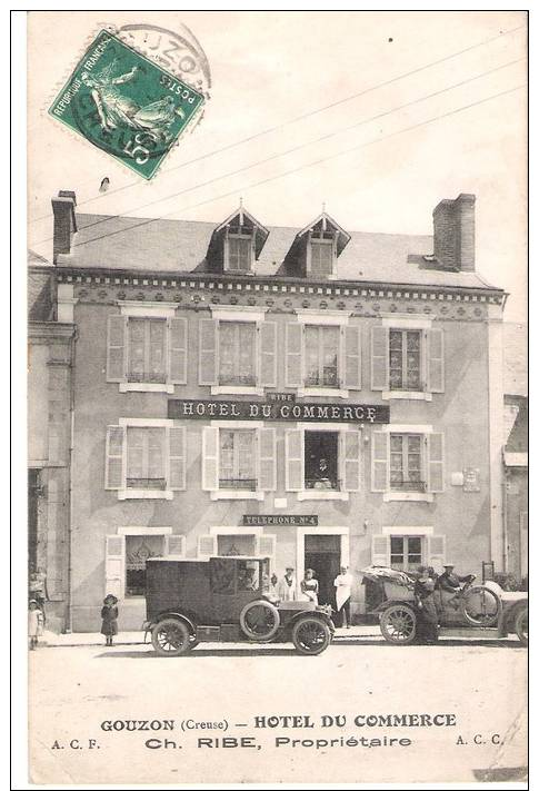 CP406 - Creuse - GOUZON - Hôtel Du Commerce - CH. RIBE , Propriétaire - Other & Unclassified