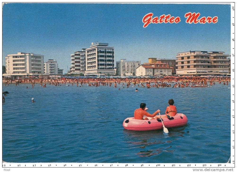 SI53D Gatteo Mare Cesena Alberghi Visti Dal Mare Post Card Annullata Viaggiata 1980 - Cesena