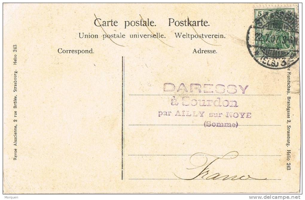 3741. Postal STRASSBOURG (Alsace) 1907. Engelsaule. Colonne Des Anges - Cartas & Documentos