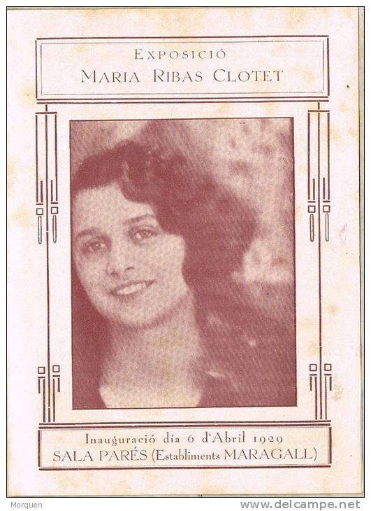 Invitación SALA PARÉS (Barcelona) 1929. Exposición Maria Ribas - Otros & Sin Clasificación