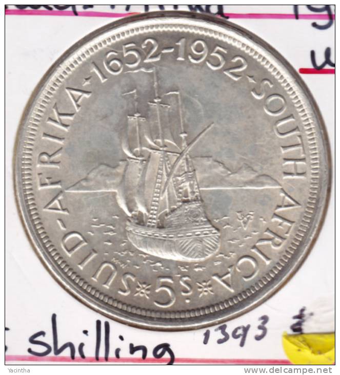 @Y@  Zuid Afrika  5 Shilling  1952  Unc    (1393)  Sailing Ship   Zilver - Afrique Du Sud