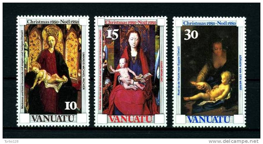 VANUATU 1980  N° 617/619 **  Neufs,  Ier Choix. Sup. Cote: 2.35 €  (Noël, Christmas. Tableaux, Paints) - Vanuatu (1980-...)