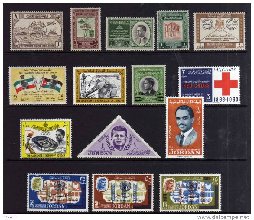 Jordan - 1948/66 - 15 Different Stamps - MH - Jordanie