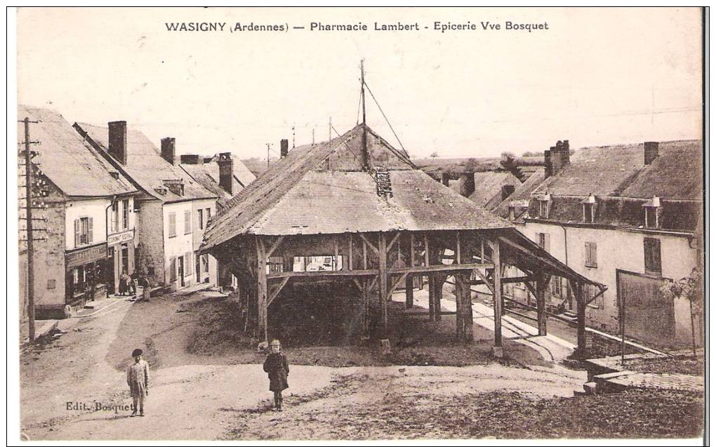 CP418 - Ardennes - Wasigny - Pharmacie Lambert - Epicerie Vve Bosquet - Other & Unclassified