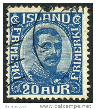 Iceland #118 Used 20a Deep Blue From 1920 - Used Stamps